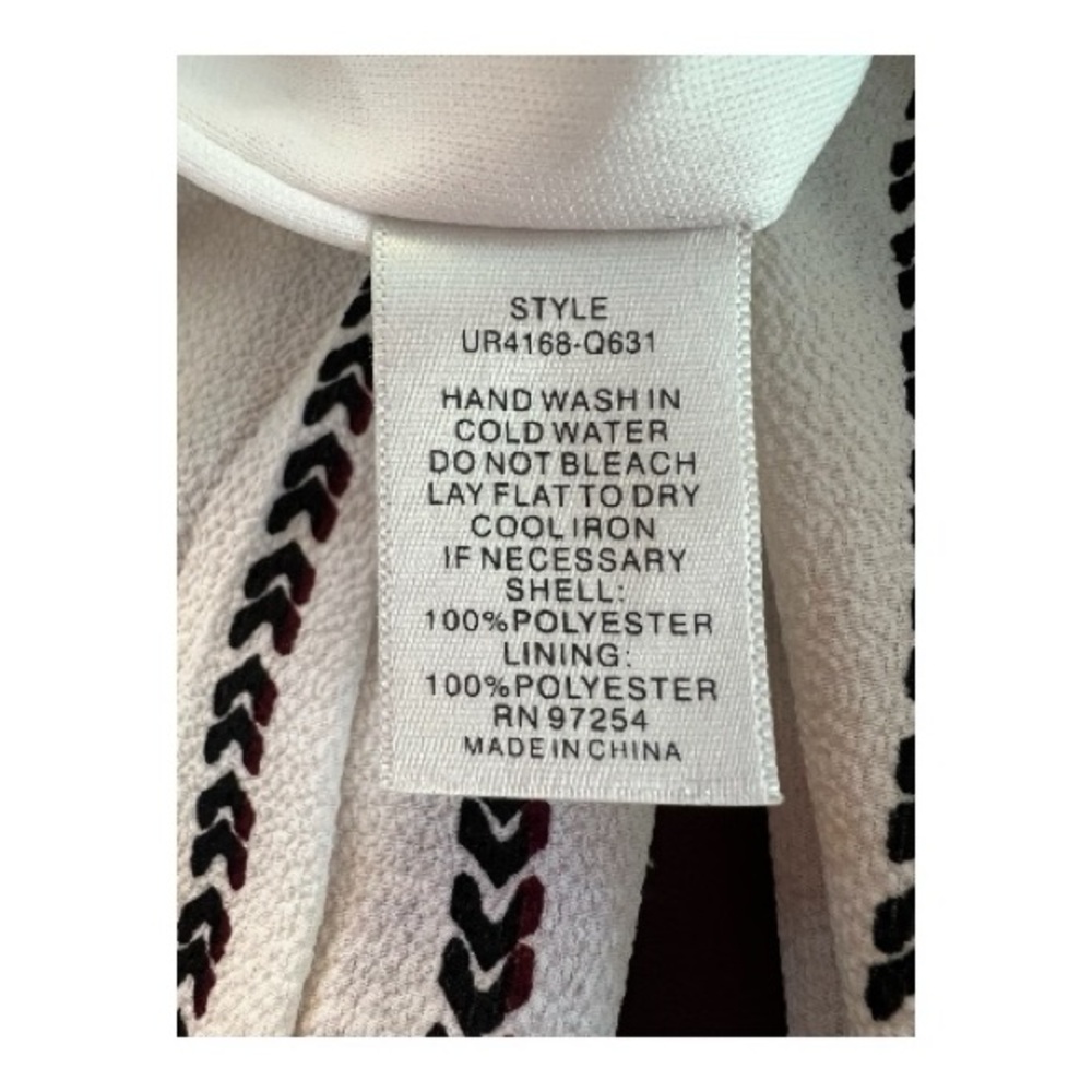 EUC One Clothing ivory & brown striped wide leg jumpsuit w/ belt | size large - Picture 12 of 12